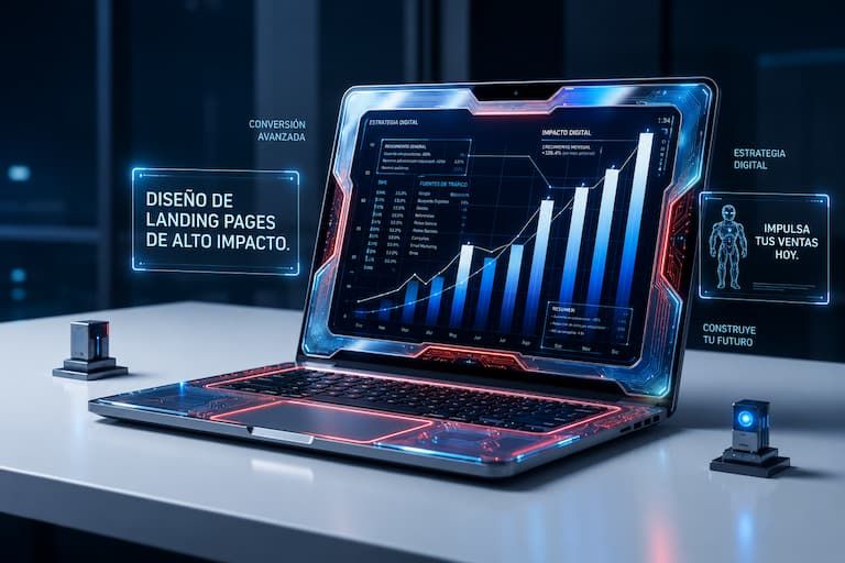 Landing page con resultados de crecimiento